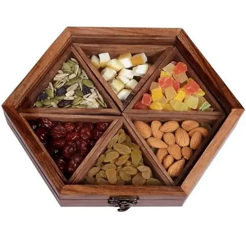 Wooden Spice Box with drawers for Kitchen 50 ML Wood Spice Container, 6 Partitions